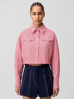Claudie Pierlot Red Gingham Cropped Shirt Size 36